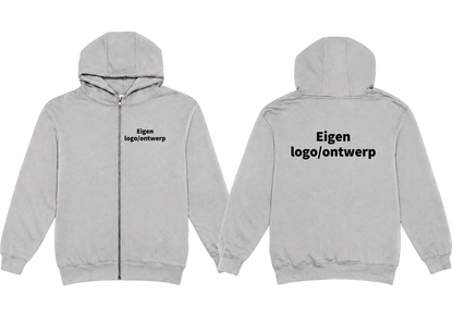 Hoodie met rits voor volwassenen met eigen ontwerp, geborduurd