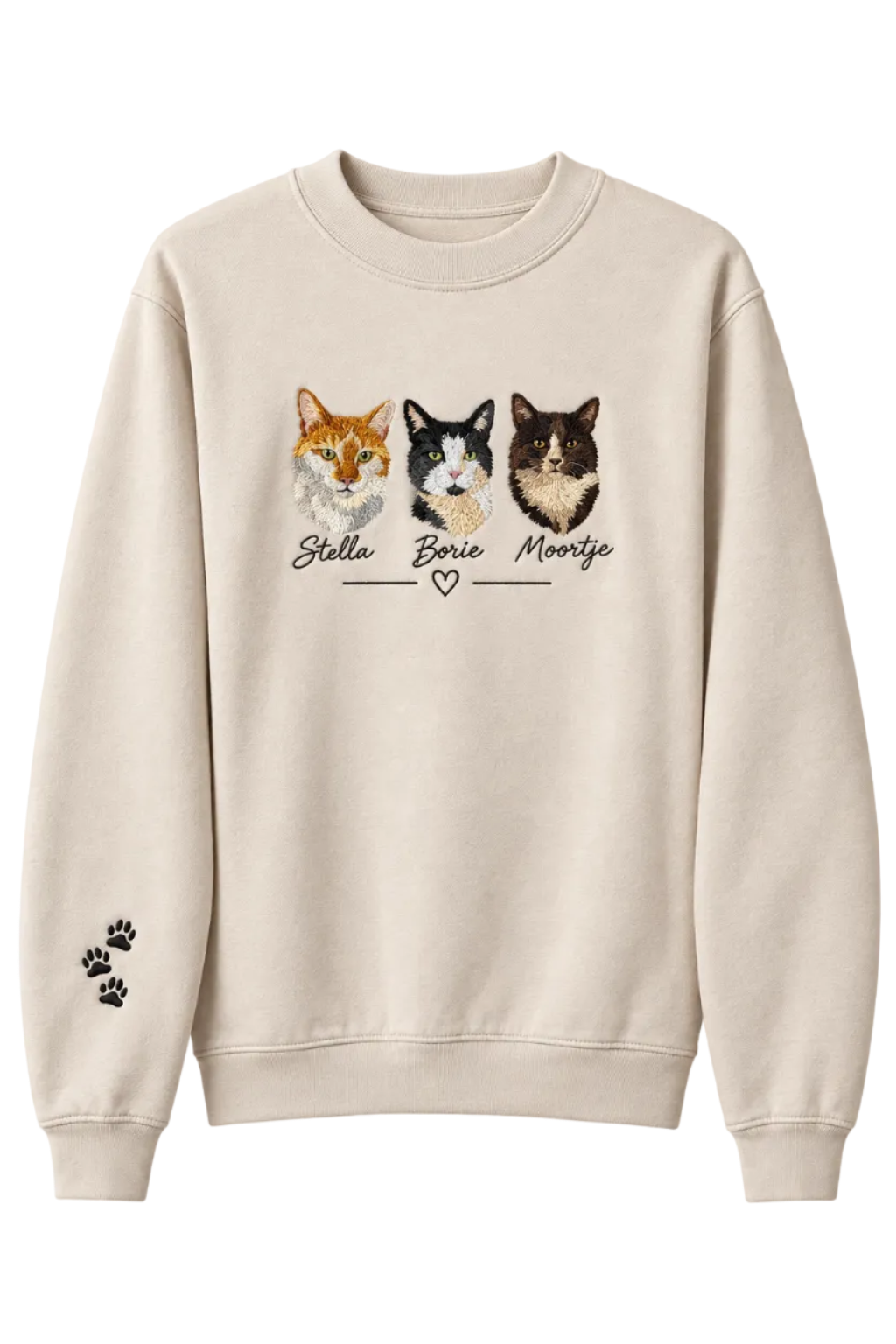 Crew neck met geborduurde dierenportretten